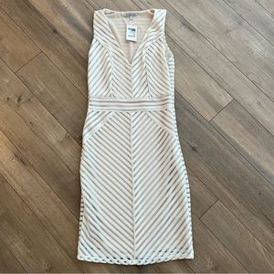 NWT XS Cream/Nude stripe mini sleeveless dress